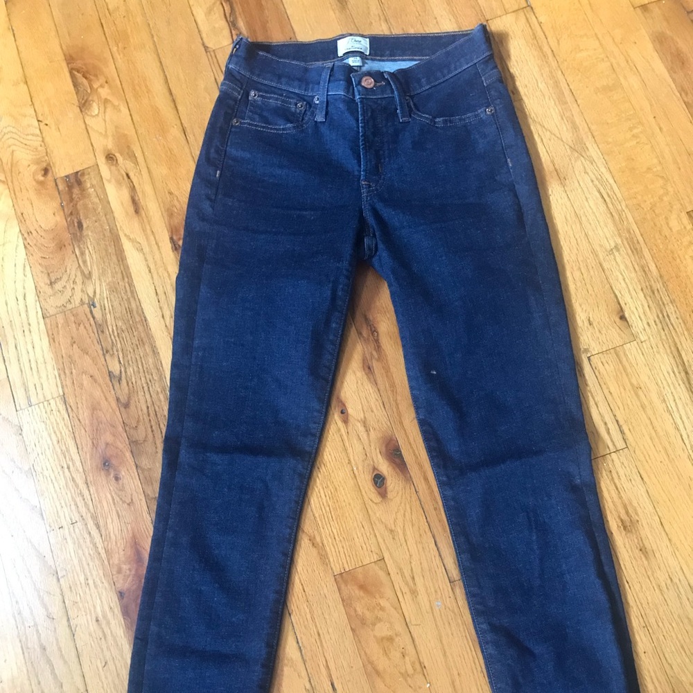 J Crew dark wash 8” toothpick jeans